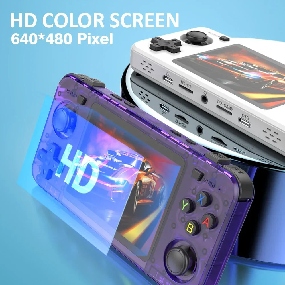 BOYHOM Green R36H Retro Video Game Console 3.5‘’ IPS Screen RK3326 3000 mAh Open Linux System Portable Player 64GB 128GB