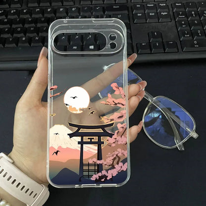 Japan The Great Wave Of Kanagawa Phone Case For Google Pixel 9 Pro XL 10 8A 8 7 Pro 8 7 6A 5G Anime Scenery Clear Soft Cover Bag