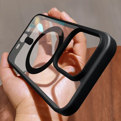 Luxury Dark Purple Transparent Magsafe Magnetic Case For iPhone 15 14 13 12 11 Pro Max Plus Antiskid Shockproof Protect Cover