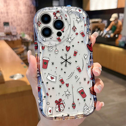 Santa Claus Wave Case for iPhone 16 15 14 Pro Max 13 12 Mini 11 XS X XR 8 7 Plus SE 2022 2020 Soft Shockproof Back Cover Funda