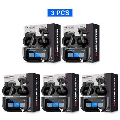 MONSTER Tws Wireless Bluetooth Earphones HD Stereo Sound Earbuds Headphones Charging Box LCD Touch Display Sports In-Ear Headset
