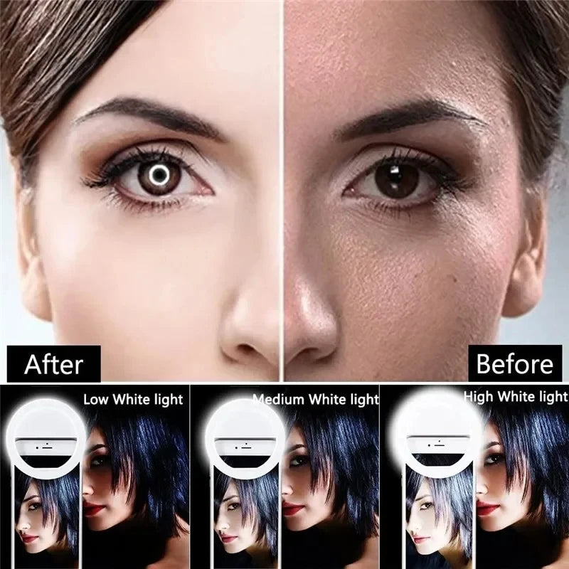 Portable USB Charge Phone Lens Lamp Led Selfie Ring Light Mobile Phone Live Broadcast Video Selfie Fill Light For All Smartphone