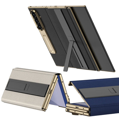 Phone Case For Samsung Galaxy Z TriFold Magnetic Leather Hinge Flip Cover TriFold PC Frame Kickstand Bracket 9H Glass Protector