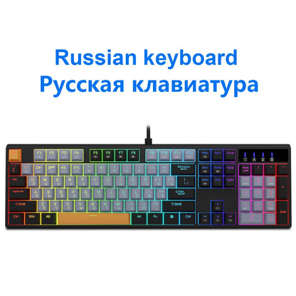 E-YOOSO Z14 RGB USB Mechanical Gaming Wired Keyboard Red Switch 104 Key Russian Brazilian Portuguese Gamer for Computer laptop
