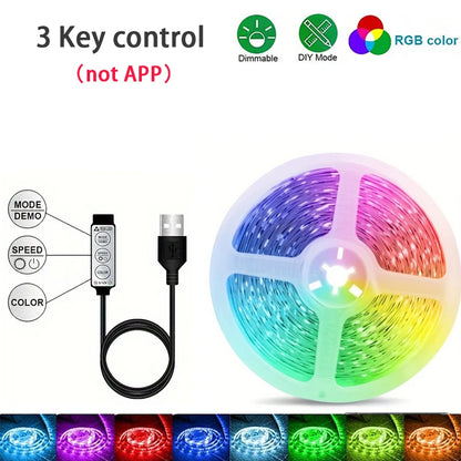 Led Strip Lights 44Keys APP  Music Sync Remote Control USB 5V 1M-40M RGB Flexible Tape for Room Decoration TV Backlight Diode