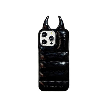 Fashion Cow Horns Glossy Phone Case For iPhone 15 14 13 12 Pro Max Luxury PU Leather Back Cover