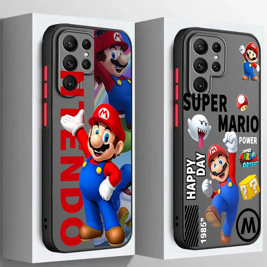 Supers M-Marios Cool Art Frosted Translucent For Samsung Galaxy S24 S23 S22 S21 S20 FE S10 S9 S8 Plus Ultra Pro 5G Funda