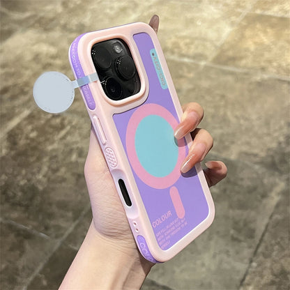 Dopamine Magnetic Clash Color Bumper Case for iPhone 16 15 14 Pro Max for Magsafe Candy Contrast Color Shockproof Cover Funda