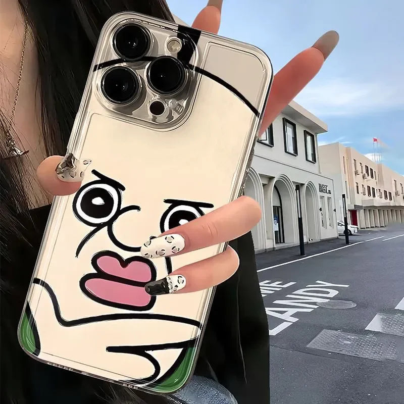 Funny Couple Cartoon Protect pattern Phone Case For iPhone 16 15 14 13 12 11 Pro Max XR XS Max78Plus Y2K Korean Comic Cute Case