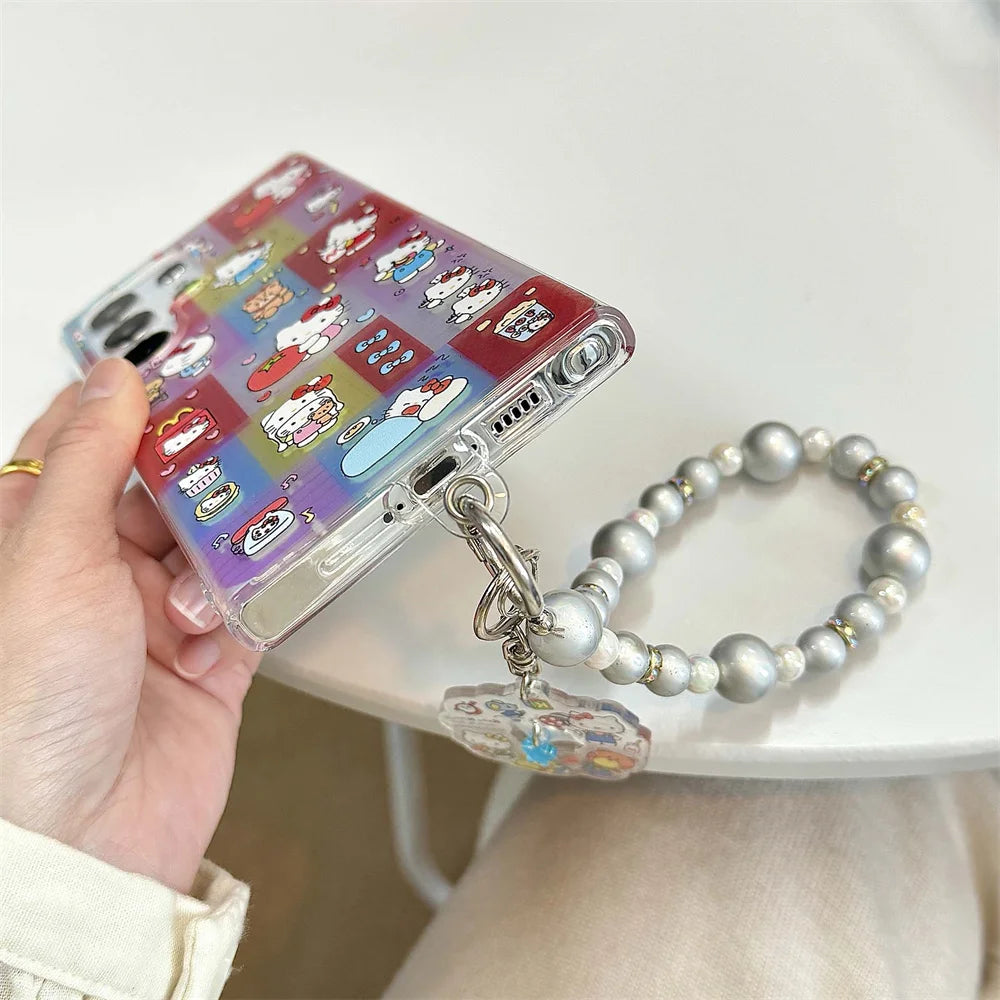 Laser Glitter Hello Kitty Phone Case For Samsung S25 S24 Ultra S23 FE S22 Plus A55 A54 A53 A52 A34 A25 A24 A15 A05 A05S 5G Cover