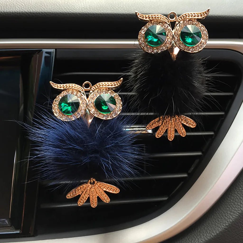 Diamond Fur Owl Car Air Freshener Auto Outlet Perfume Clip Scent Aroma Car Diffuser Bling Car Accessories Interior Decor Gifts
