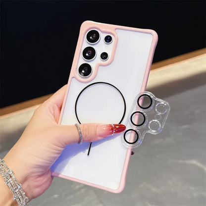 Shockproof Clear Magnetic Phone Case for Magsafe Lens Film For Samsung Galaxy S25 Edge S24 Ultra Plus S23 FE A56 A36 A35 A17 A16