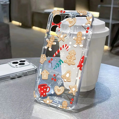 Christmas Tree Snowflake Gingerbread Man Clear Phone Case For iPhone 17 16 15 14 Plus 13 12 11 Pro MAX 16E 17 Air Phone Cover