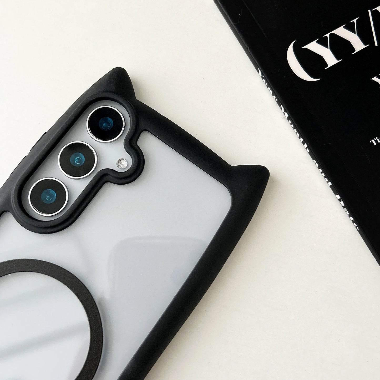 Magnetic Magsafe Case For Galaxy S25 Plus Lovely Cat Ear Cover For Samsung Galaxy S23 S24 Transparent Hard Shockroof Phone Shell