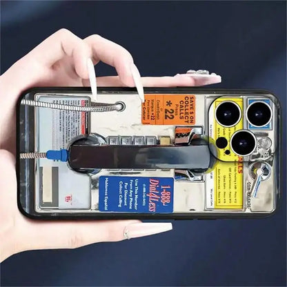Vintage Telephone Booth Pattern Phone Case,  Fashion Phone Accessories Compatible with  IPhone 16 Pro Max 15 Pro 14Plus 13 12 11