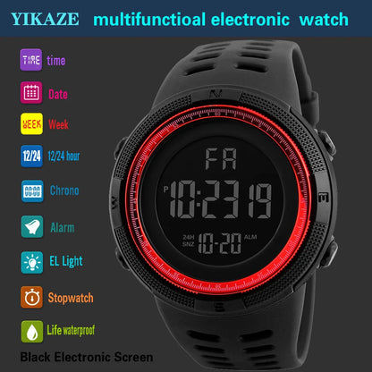 Men’s Military Sports Electronic Watch with Multifunctional Luminous LED Digital Display – Waterproof Wristwatch for Boys, Students, Teens, and Outdoor Activities
