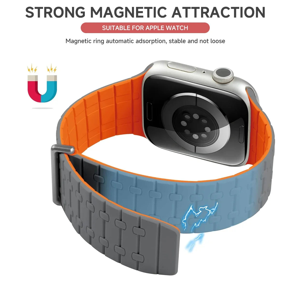 Magnetic Strap for Apple Watch Ultra 2 49mm Sport Silicone Loop Band for Iwatch Series 10 9 8 7 6 5 4 Se 46mm 45mm 44mm Correa