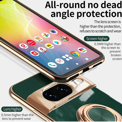 Luxury Ring Holder Magnetic Stand Case for Google Pixel 9 8 7 Pro 8A 7A 6A 5A Pixel8A Bracket Plating Soft TPU Shockproof Cover