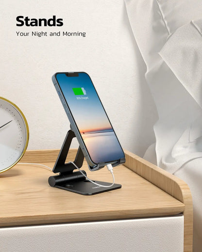 Dual Folding Cell Phone Stand, Adjustable Foldable Holder for iPhone 16/15/14/13/12/11 Pro, XS Max, Nintendo Switch & All Phones