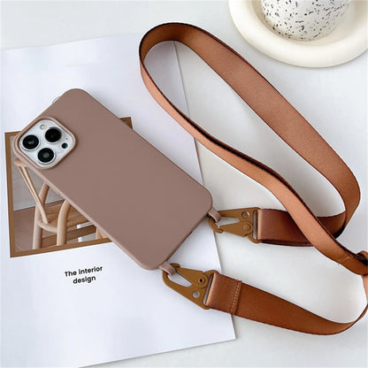 Crossbody Necklace Strap Lanyard Matte Silicone Case For iPhone 17 16 15 14 Pro Max 11 12 13 XR X XS 8 Plus SE Shockproof Cover