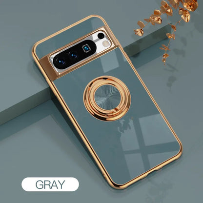 Shockproof Plating Ring Holder Phone Case For Google Pixel 10 9 Pro XL 9A 8A 8 Pro Cover Stand Back Shell Capa Funda Coque