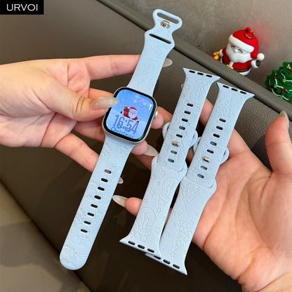 URVOI Christmas Sport Band for Apple Watch ultra 2 3 Series 11 10 9 8 Xmas tree silicone strap for iWatch Santa red green white