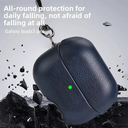 Luxury Oil Skin+PC Case For Samsung Galaxy Buds3 Earphone Shockproof Cover For Buds 3 Pro Protective Sleeve With keychain