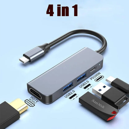 6/5/4/3 Ports USB C Hub to 4K HDMI-Compatible PD fast charge USB 3.0 2.0 HUB 4K 30Hz Charging Docking for MacBook iPad Samsung