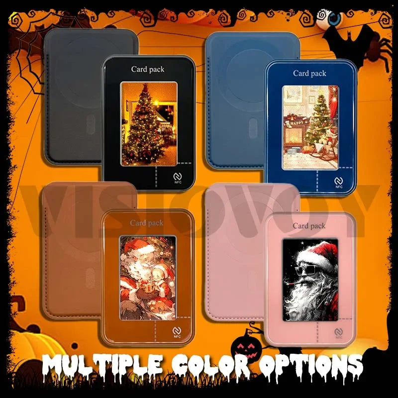 Halloween Gifts Phone Case Wallet Case E ink 4 color Screeen For Iphone NFC Function DIY Phone Cases Magnetic Card Holder Fundas