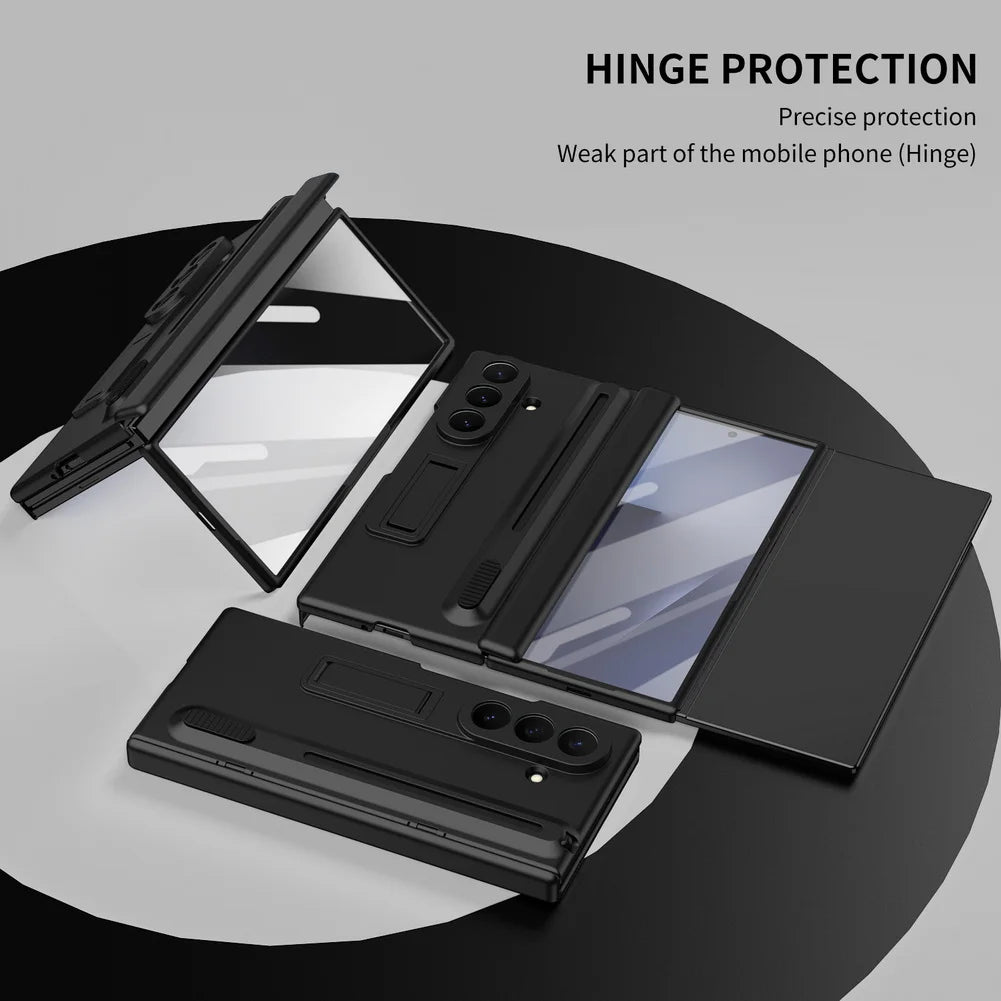 Pen Slot with Pen Hinge Folding Stand Holder Tempered Glass Front Case For Samsung Galaxy Z TriFold with Hinge Cover