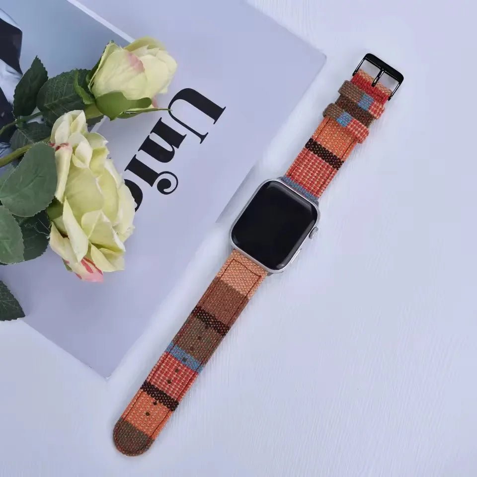 Christmas Exotic Style Fabric Straps For iWatch Band 8 7 SE 45mm 44mm 42mm Sports For Apple Watch 41mm 40mm 38mm Series 6 5 4 3