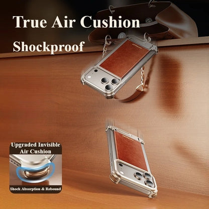 Oatsbasf Leather Phone Case for iPhone 17 Pro/Pro Max/17 Air with Kickstand Frameless Magnetic Shockproof Bumper Protective Case