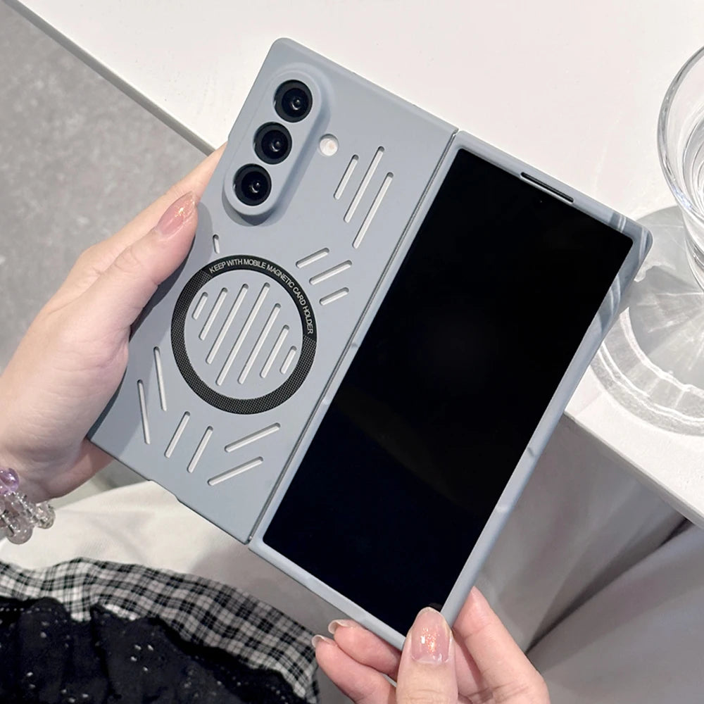 Magnetic For Magsafe Heat Dissipation Case For Samsung Z Fold 7 6 5 4 5G Wireless Charging Solid Color Matte Protective Cover