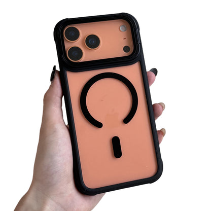 For Magsafe Glass Lens Holder Clear Case for IPhone 17 Pro Max 17 Pro Original Color Magnetic Wireless Charging Shockproof Cover