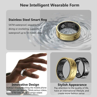 Smart Ring Women Health Tracker Heart Rate Blood Oxygen Photo Control Brush Tiktok Waterproof Multi-sport Modes Men Fitness Ring - covers4phones