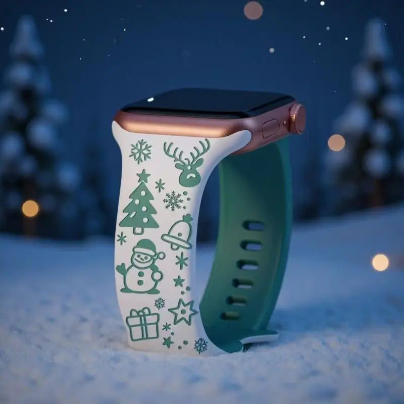 New design Christmas Band for Apple Watch Ultra 3/2/1/ Series 11/10/9/8/7/6/5/SE Engraved silicone 40/41/42/44/45/46/49mm strap
