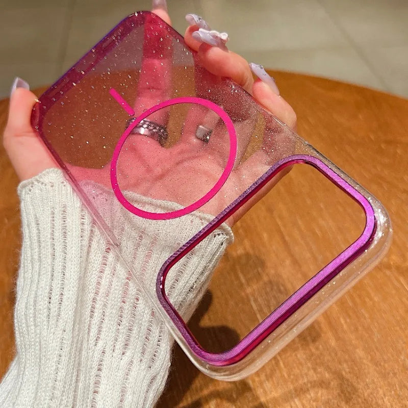 Slim Wireless Charging Magnetic For Magsafe Case For iPhone 17 Air 16 15 14 Plus 13 12 11 Pro Max Gradient Glitter Bling Cover