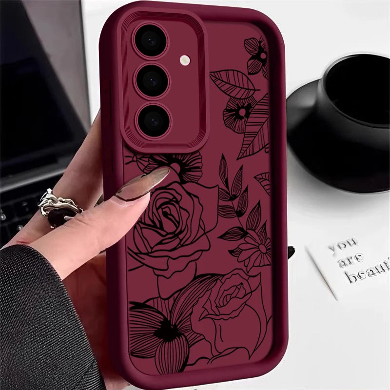 Flowers Soft Case For Samsung Galaxy S25 Edge FE S24 S23 S22 Ultra A17 A56 A36 A26 A16 A54 A15 5G A55 A25 Silicone Phone Cover