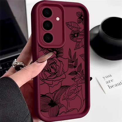 Flowers Soft Case For Samsung Galaxy S25 Edge FE S24 S23 S22 Ultra A17 A56 A36 A26 A16 A54 A15 5G A55 A25 Silicone Phone Cover
