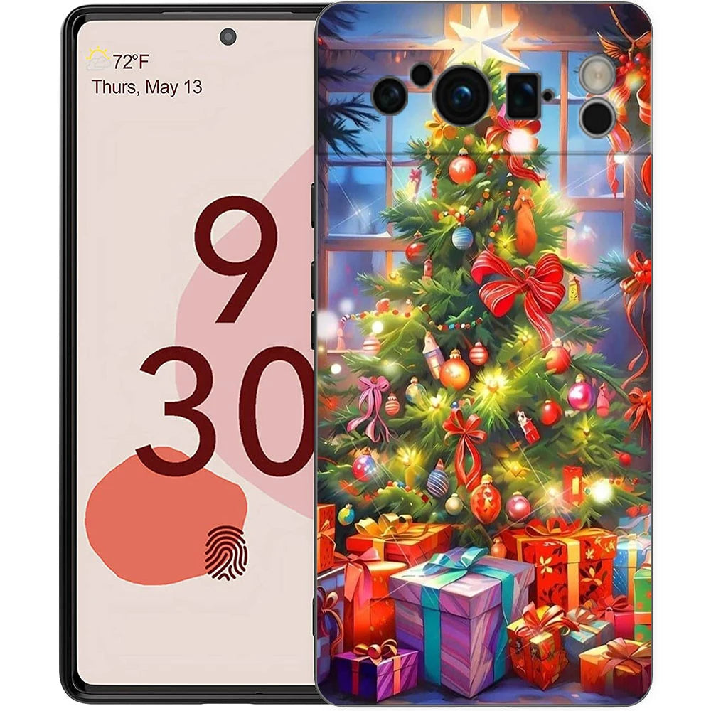 Phone Case Cover for Google Pixel 9 8 7 6 9A 8A 7A 6A Pro 10 9 Pro XL Soft TPU Shockproof Shell Capas Christmas Christmas Tree