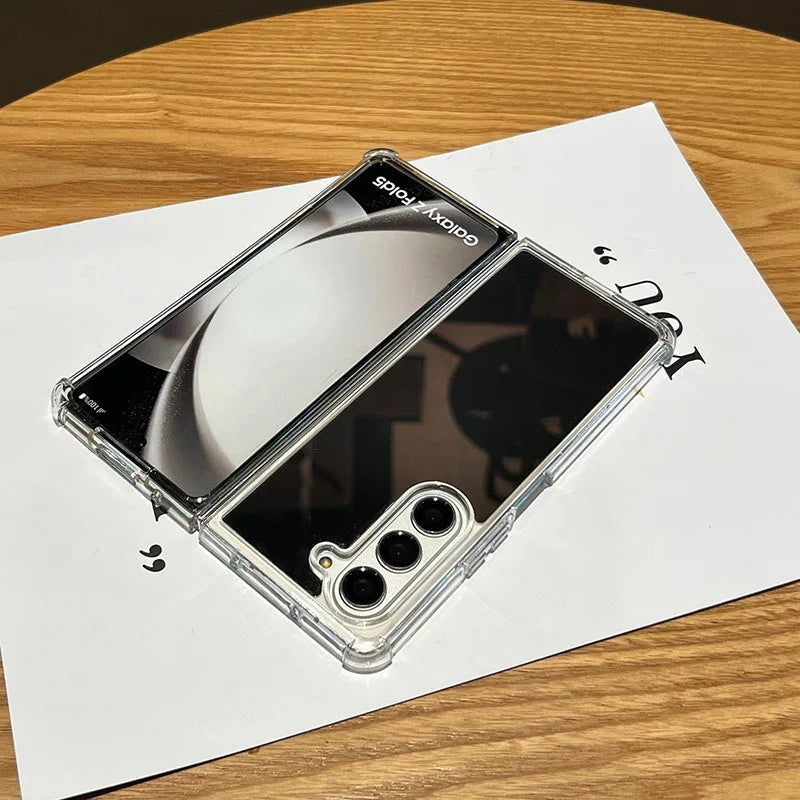 for Samsung fold7 Mirror Make Up Acrylic Airbag Bumper Case for Samsung Galaxy Z Fold 7 6 5 4 3 ZFold Hard Shockproof Ins Cover
