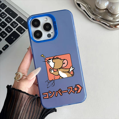 Miniso Tom And Jerry Phone Case For iPhone 16 15 14 13 12 11 Pro Max Independent Metal Button Electroplating Mobile