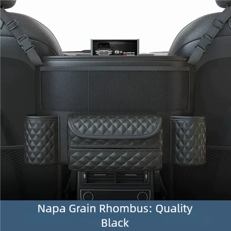 Leather Car Seat Middle Hanger Storage Bag Luxury Auto Handbag Holder Between Seats Tissue Water Cup Pockets Stowing Tidying
