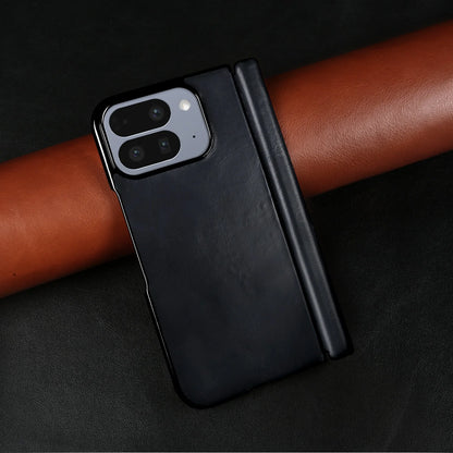 Luxury Genuine Leather Case For Google Pixel 10 Pro Fold 9pro fold Oil Wax Central Axis Pattern Phone Back Cases Without Front