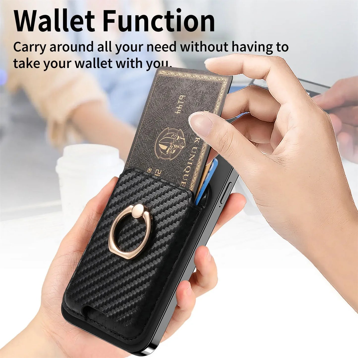 Rfid Magsafe Credit Card Holder Men Wallets Magnetic Pu Leather Bank Cardholder Case Phone Back Sticker for Iphone 15 16 Pro