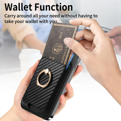 Rfid Magsafe Credit Card Holder Men Wallets Magnetic Pu Leather Bank Cardholder Case Phone Back Sticker for Iphone 15 16 Pro