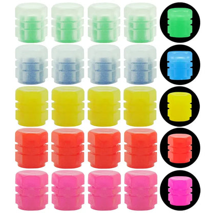 Luminous Valve Caps Fluorescent Night Car Tire Valve Caps Motorcycle Bike Glowing Decor Wheel Nozzles Tyre Cap Car Accessories