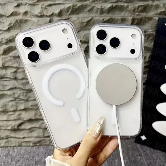 For iPhone 17 ProMax Transparent For Magsafe Magnetic Case for iPhone 17 16 15 14 13 12 11 X XR XS Max Pro Plus Shockproof Cover
