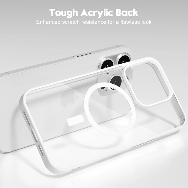 Luxury Strong Magnetic Magsafe Hard Case for iPhone 16 15 14 13 12 11 Pro Max Plus Transparent Matte Slim Shockproof Cover