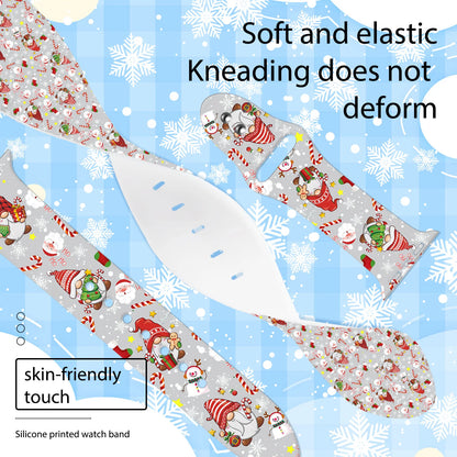 Christmas Series Print Silicone Strap for Apple Watch 10 9 8 Band Replaceable Bracelet for iWatch 46mm 44mm 42mm 41mm Watchbband